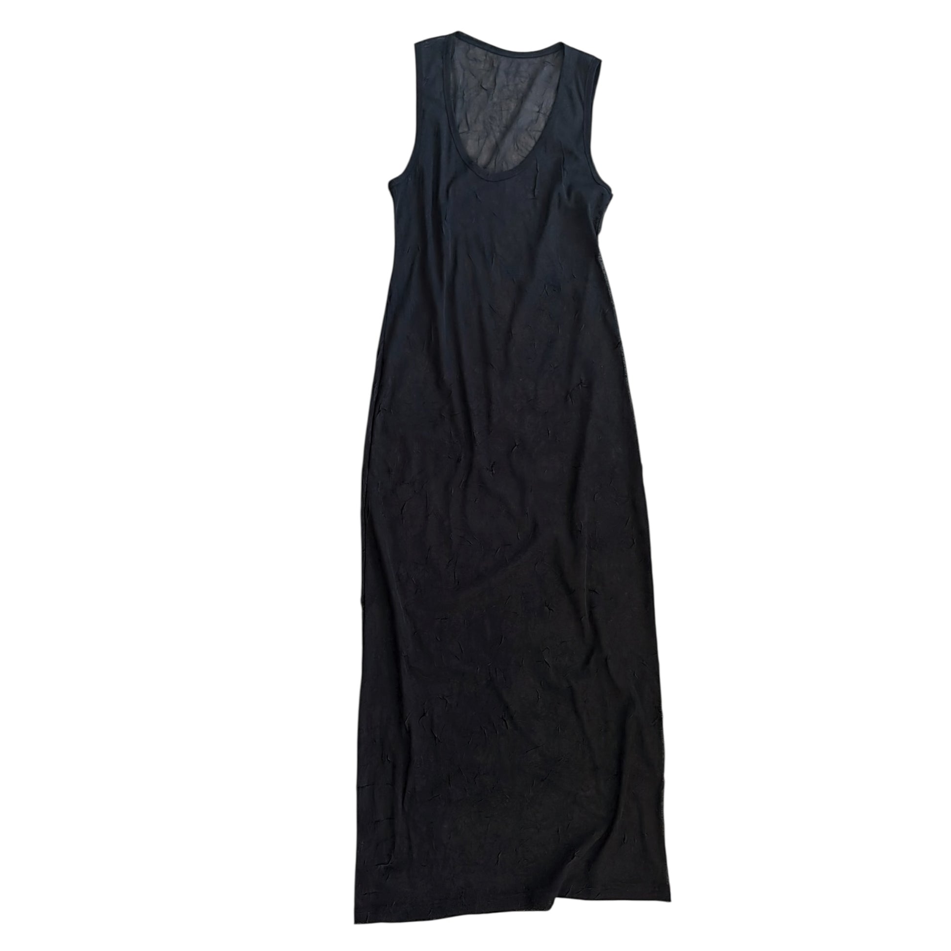 Crinkle mesh tank dress black