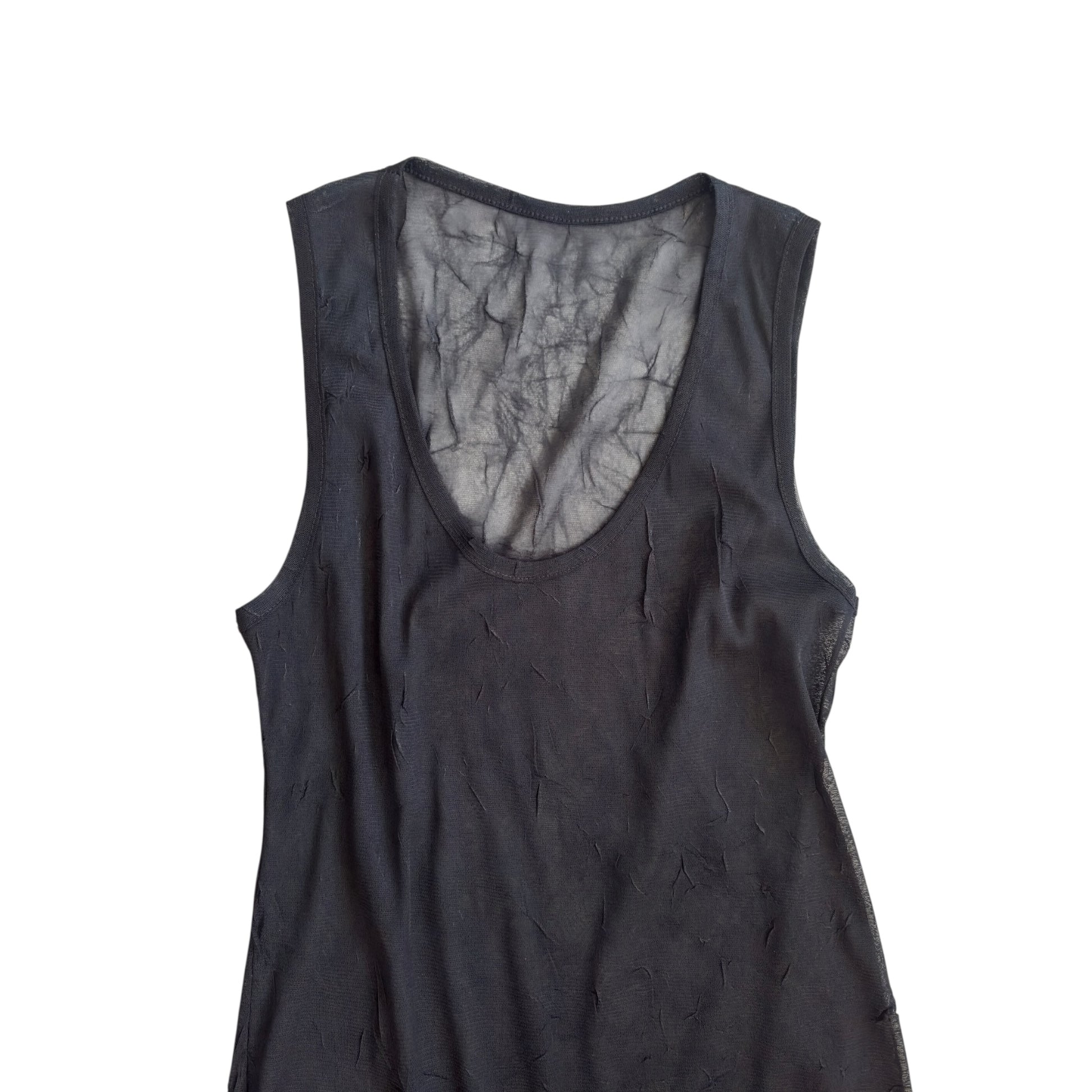Crinkle mesh tank dress black