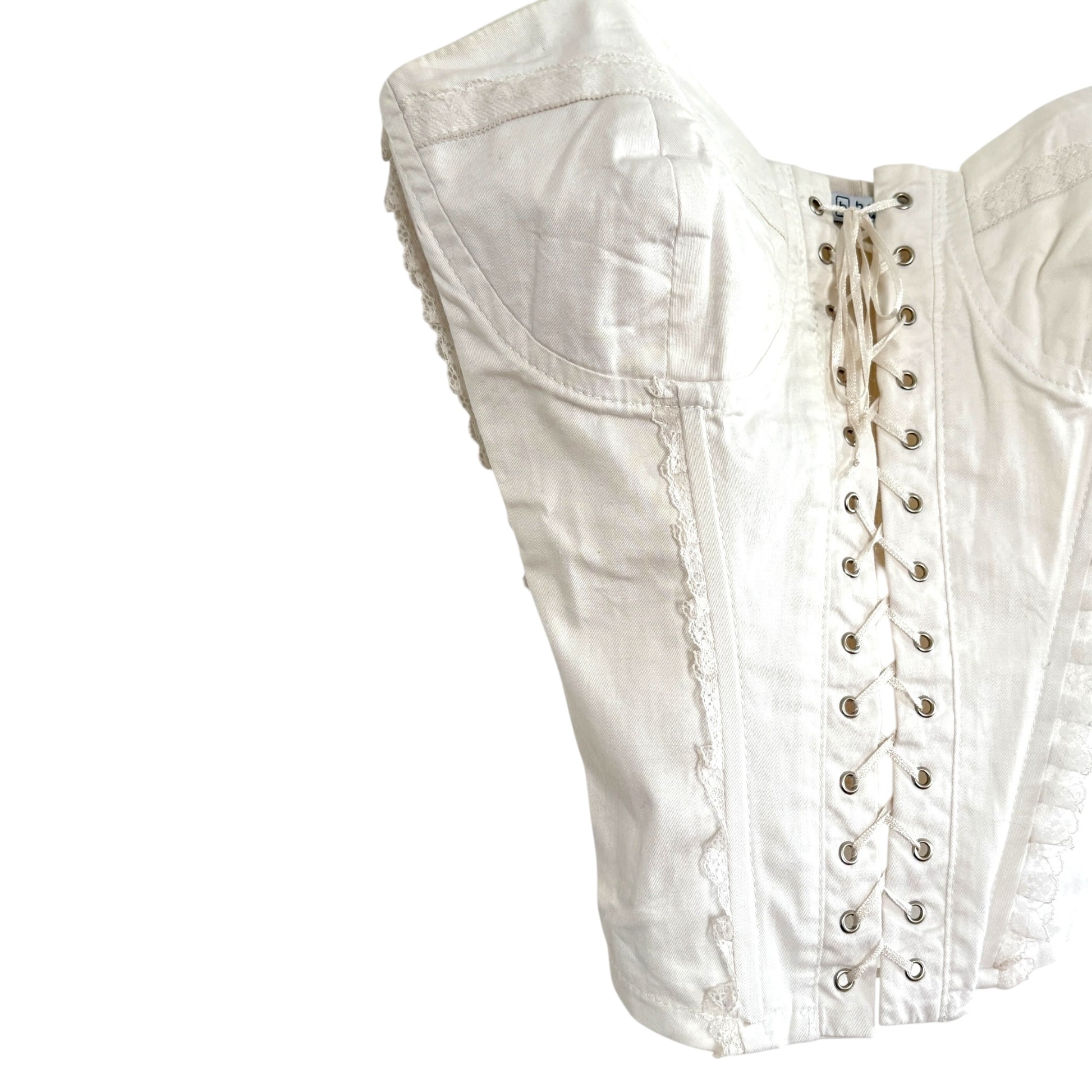 Vintage cottagecore White tie up Corset Top
