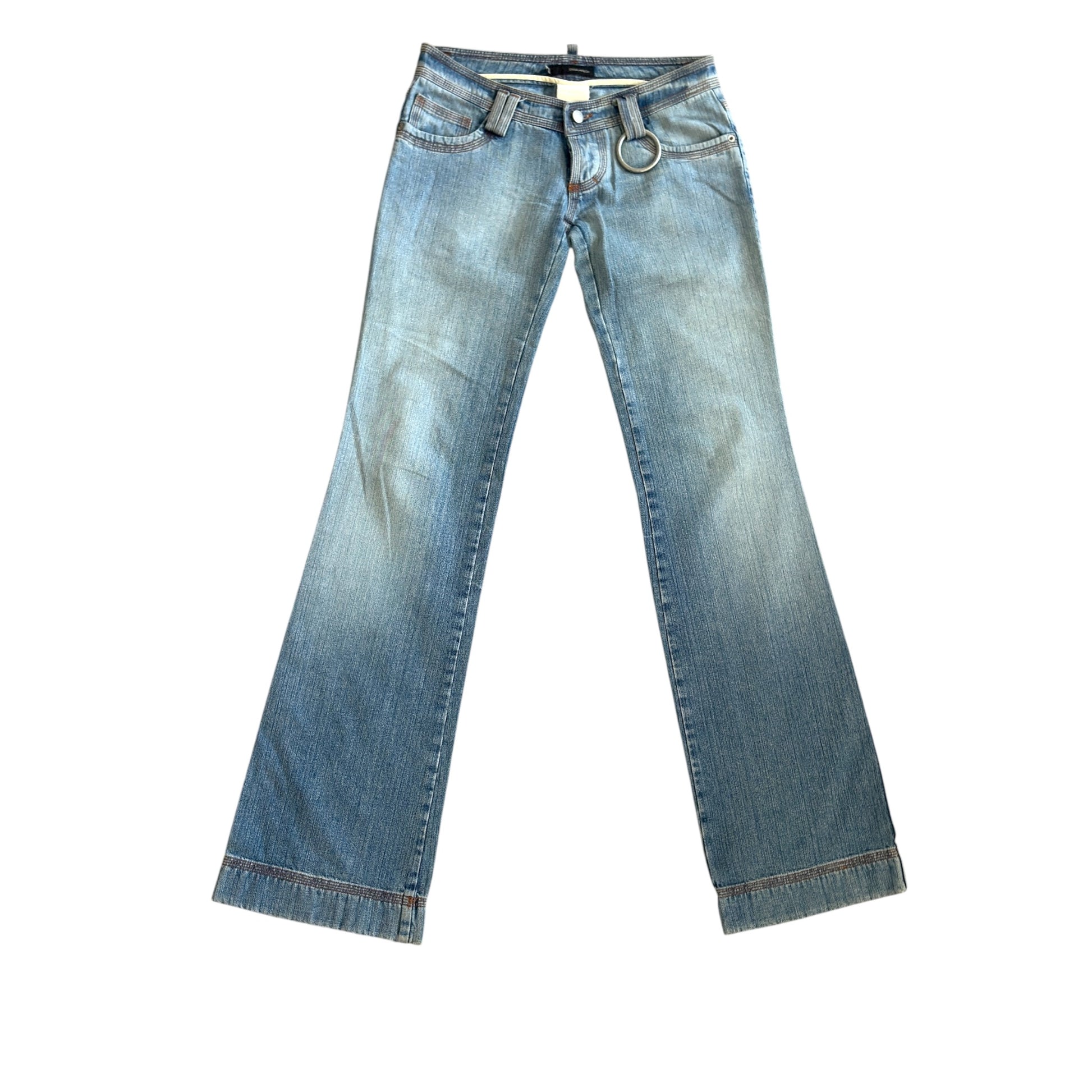 Dsquared2 vintage low waist flare denim metal hoop