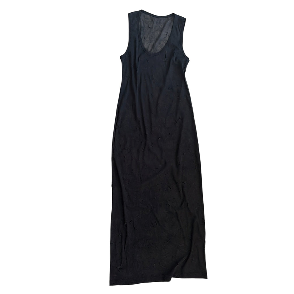 Crinkle mesh tank dress black
