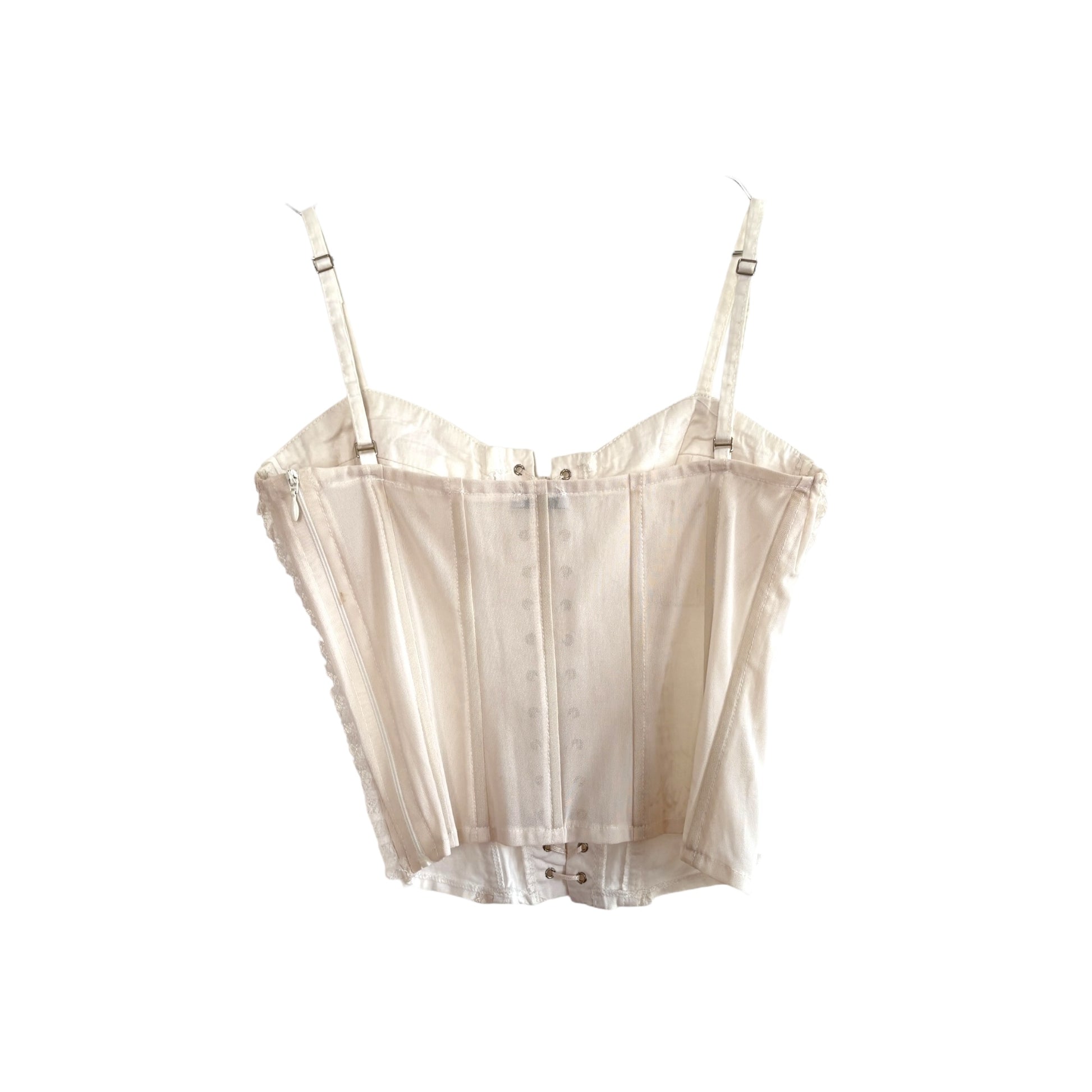 Vintage cottagecore White tie up Corset Top