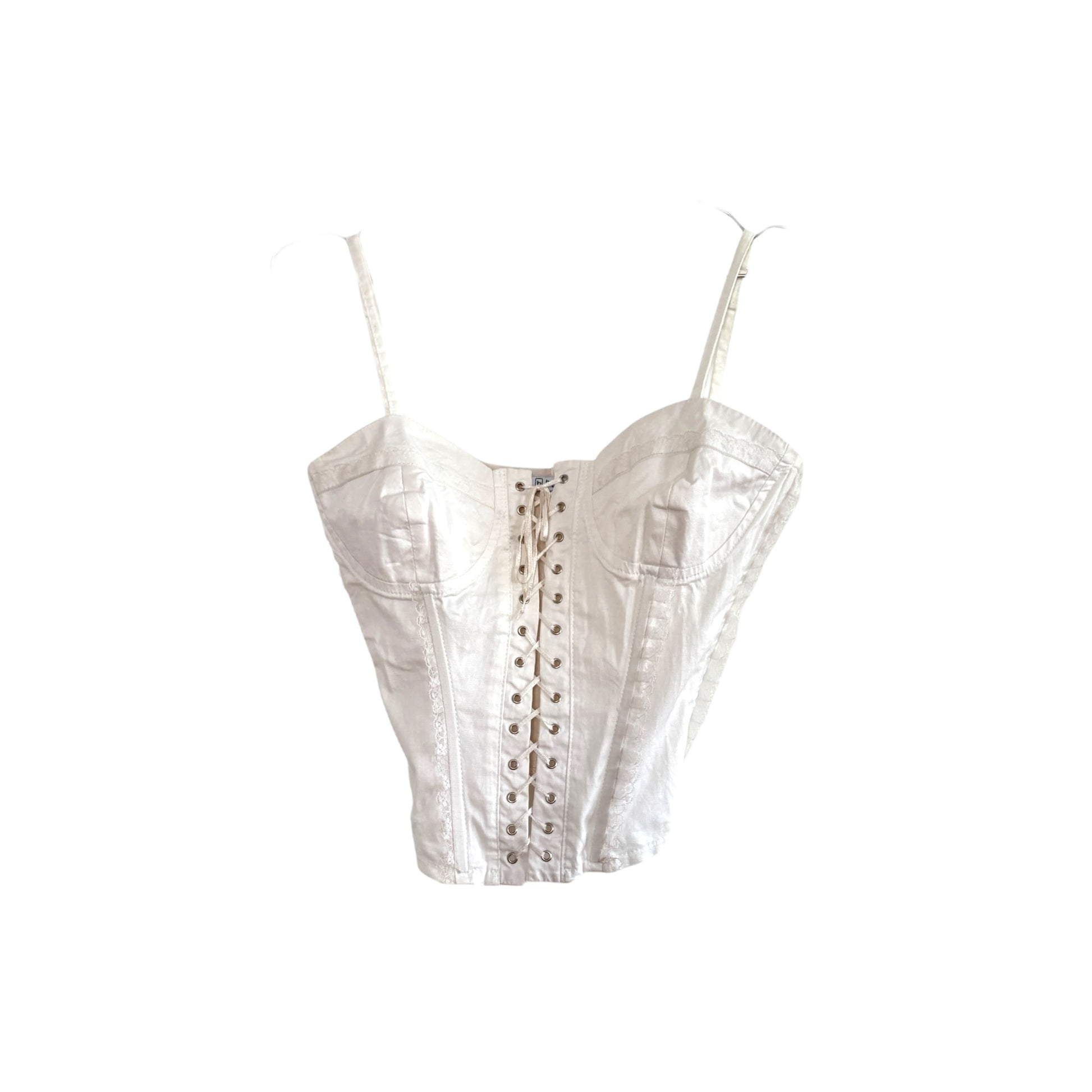 Vintage cottagecore White tie up Corset Top