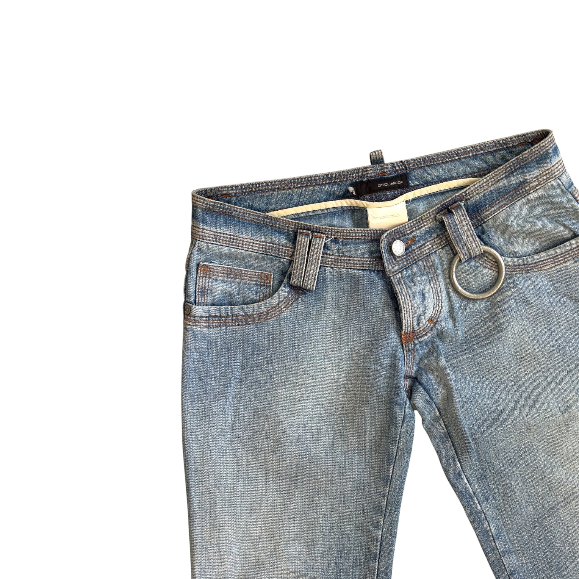 Dsquared2 vintage low waist flare denim metal hoop