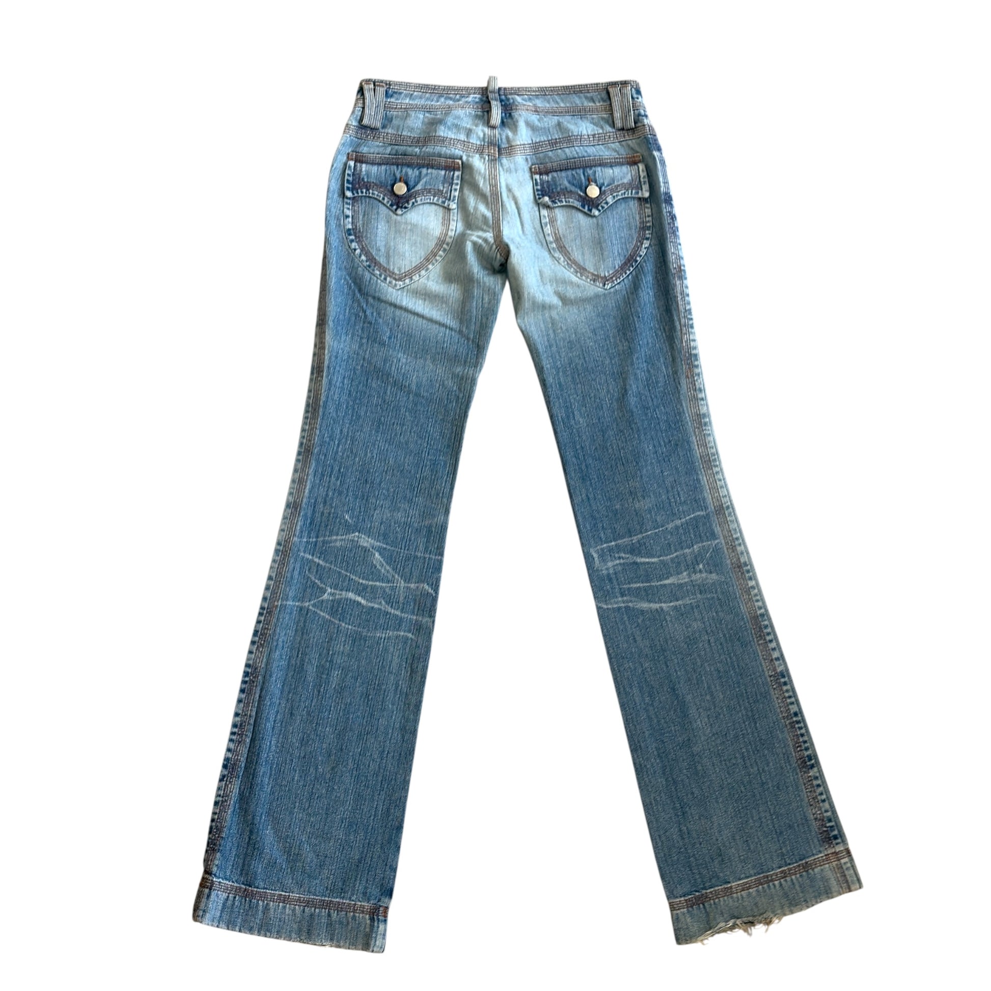 Dsquared2 vintage low waist flare denim metal hoop