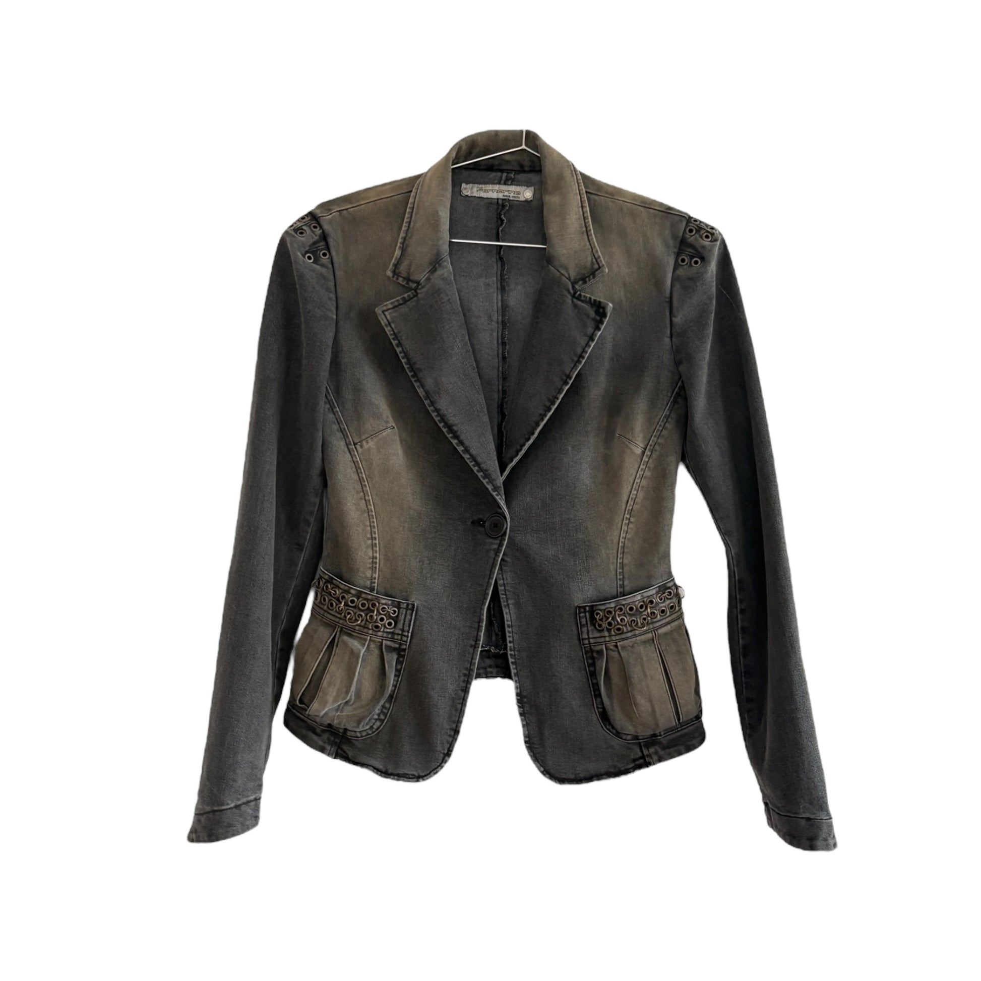 Vintage Fornarina tailored washed Denim Blazer metal details