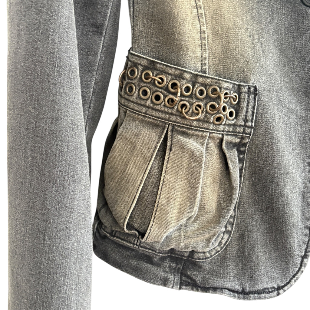 Vintage Fornarina tailored washed Denim Blazer metal details
