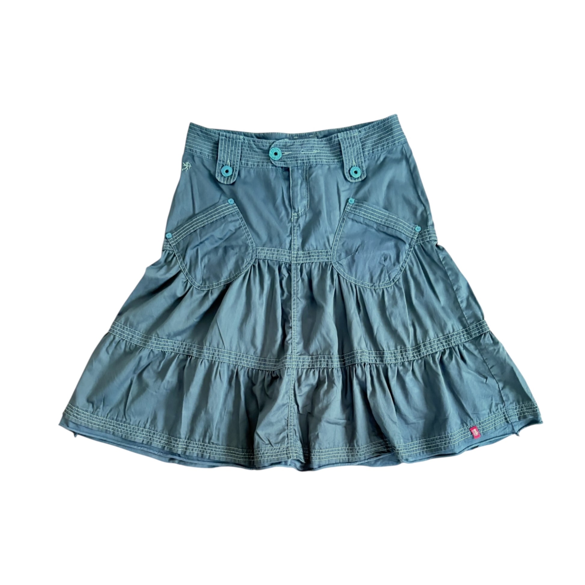 Esprit y2k low waist Ruffled Cargo midi skirt Khaki