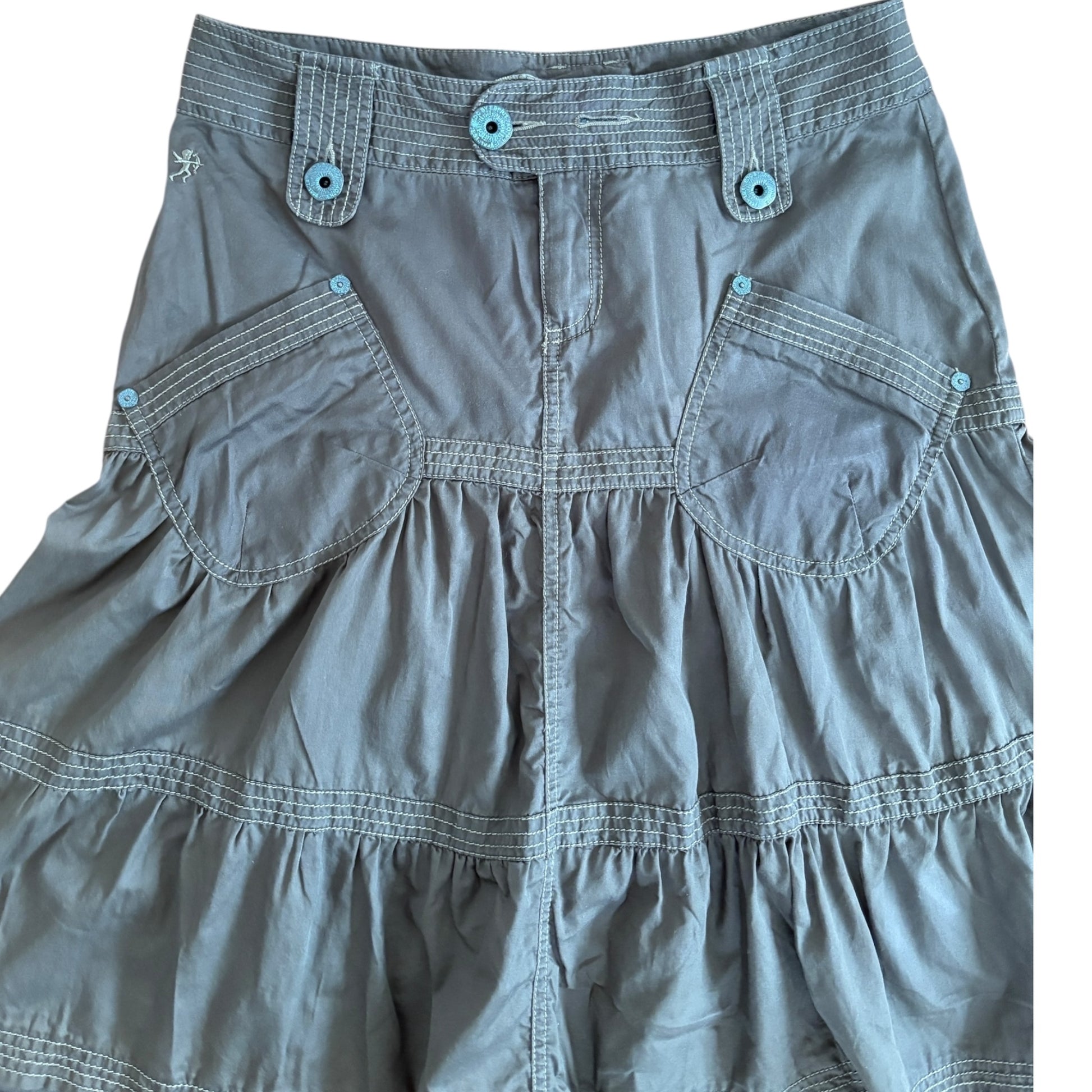 Esprit y2k low waist Ruffled Cargo midi skirt Khaki