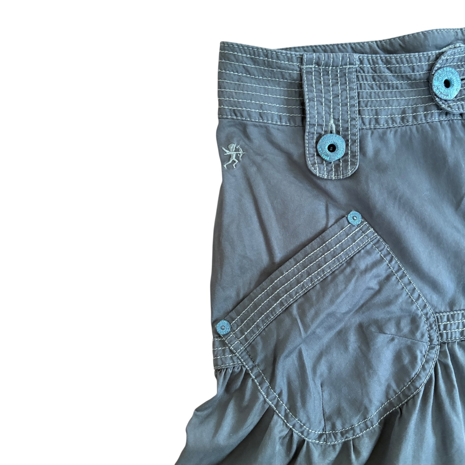 Esprit y2k low waist Ruffled Cargo midi skirt Khaki