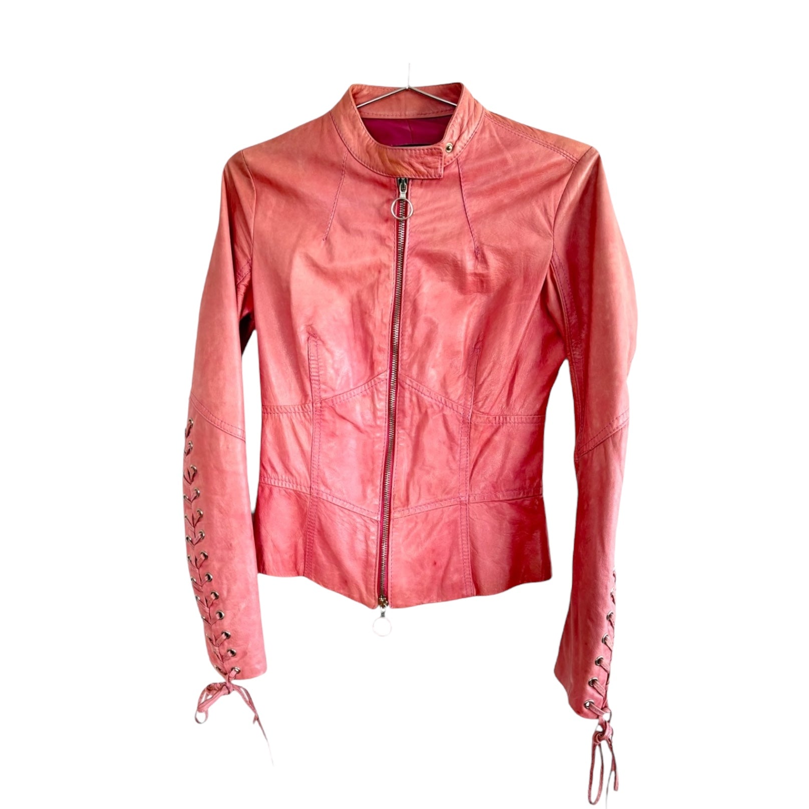Vera Pelle vintage tailored Leather Blouson Pink